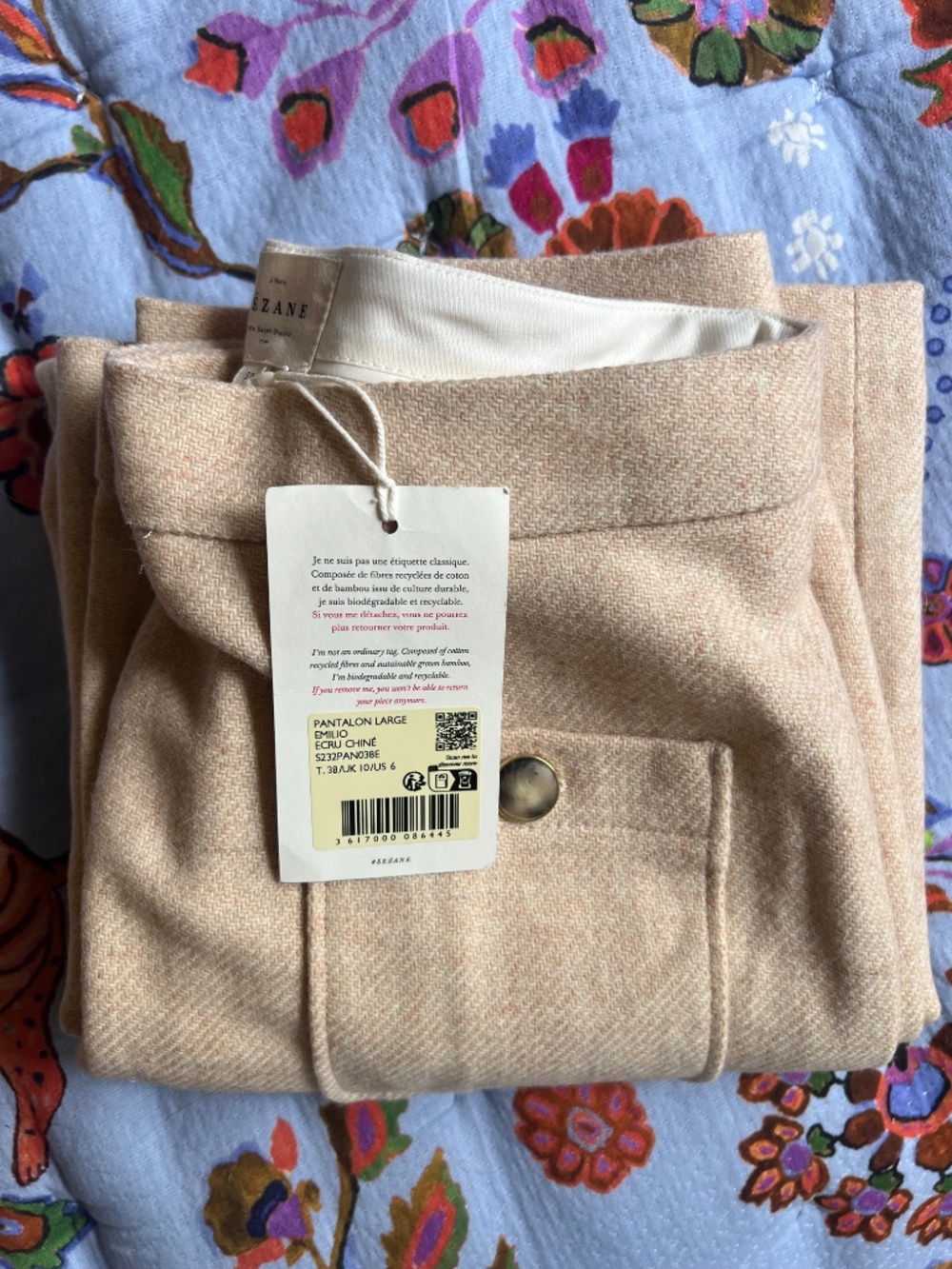 Sezane Emilio trouser in ecru wool size 38 - Picture 2 of 4